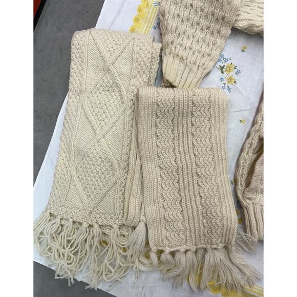 Irish Aran Wool Winter Set Sweater Scarves Mittens Hat Hackett Turpin Ireland - Picture 4 of 16